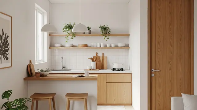 Desain Dapur Skandinavia dengan Aksen Kayu Terang