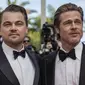 Brad Pitt dan Leonardo DiCaprio dalam pemutaran perdana Once Upon a Time in Hollywood di Festival Film Cannes, 21 Mei 2019. (Photo by Vianney Le Caer/Invision/AP)