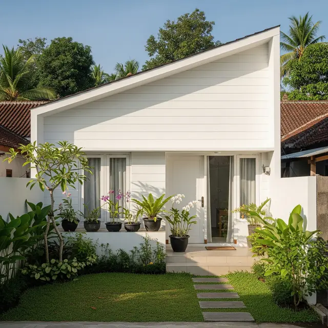 Inspirasi Fasad Rumah Desa dengan Kombinasi Kayu dan Atap Miring Minimalis