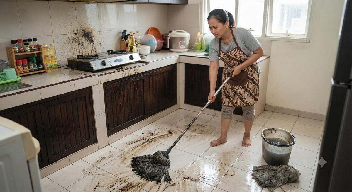 Membiarkan Kain Pel Kotor Terus Dipakai