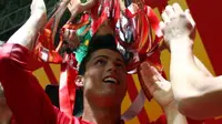 Cristiano Ronaldo meraih gelar Liga Champions pertama bersama Manchester United pada 2008. (AFP/Michael Steele)
