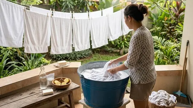Tips Mencuci Handuk Putih agar Tetap Bersih (AI Generated)