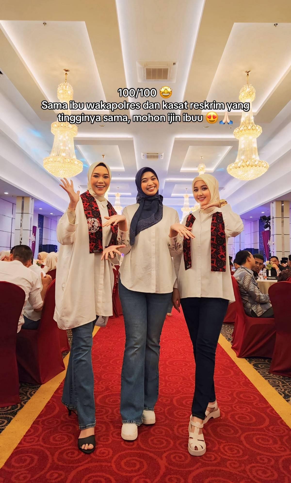 Punya Bandan Super Jangkung, Momen Kebersamaan Polwan dengan Rekannya Ini Curi Perhatian
