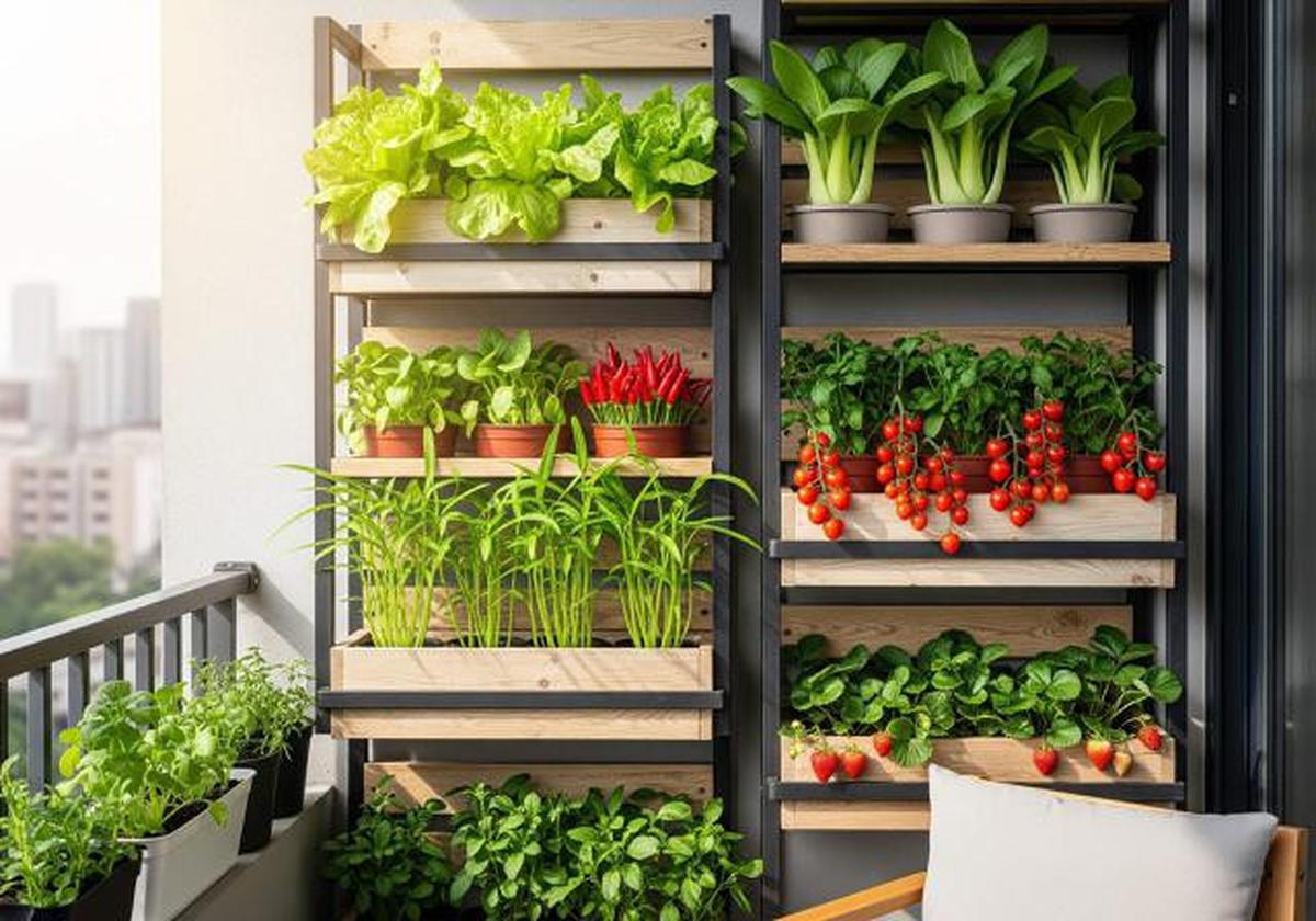 7 Kebun Sayur dan Herbal Pakai Rak Susun Dinding Rumah, Panen Segar Setiap Hari