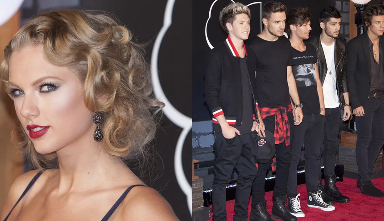 Saat One Direction bicara di VMA 2013, Taylor mengatakan "shut the f**k up* saat 1D bicara di panggung. Selena Gomez pun terlihat tersenyum setelahnya. (Getty Images/Cosmopolitan)