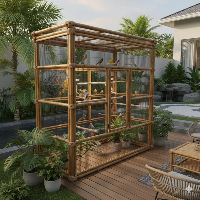 Kombinasi Kaca dan Bambu