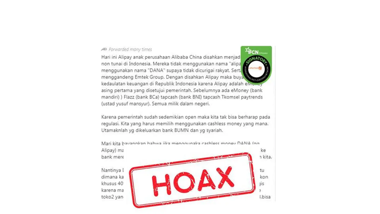 Cek Fakta Dana milik Alibaba