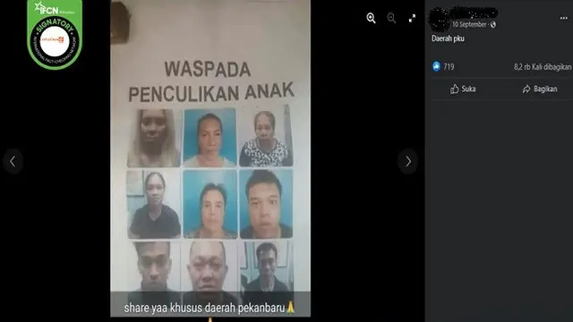 Gambar Tangkapan Layar Foto yang Diklaim Pelaku Penculikan Anak di Pekanbaru (sumber: Facebook).
