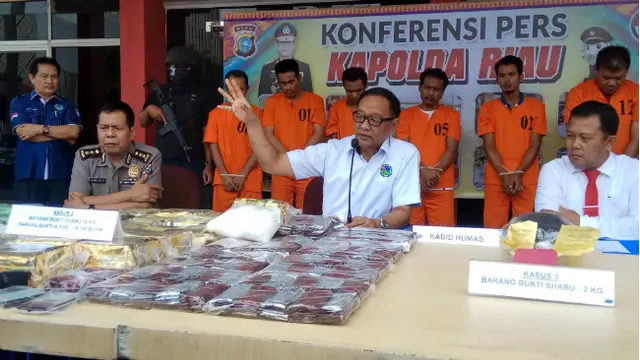 Polda Riau Gagalkan Peredaran Puluhan Kilogram Sabu dari Malaysia