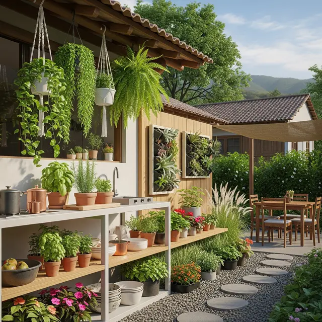 Desain Rumah Desa dengan Dapur Outdoor Sederhana (Image by Gemini AI)