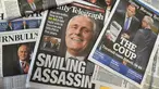 Koran pagi di Sydney menampilkan headlines Perdana Menteri baru Malcolm Turnbull, Australia, Selasa (15/9/2015). Turnbull berhasil mengalahkan Tony Abbott dalam pemungutan suara kepemimpinan Liberal di Gedung Parlemen di Canberra. (AFP PHOTO/William West)