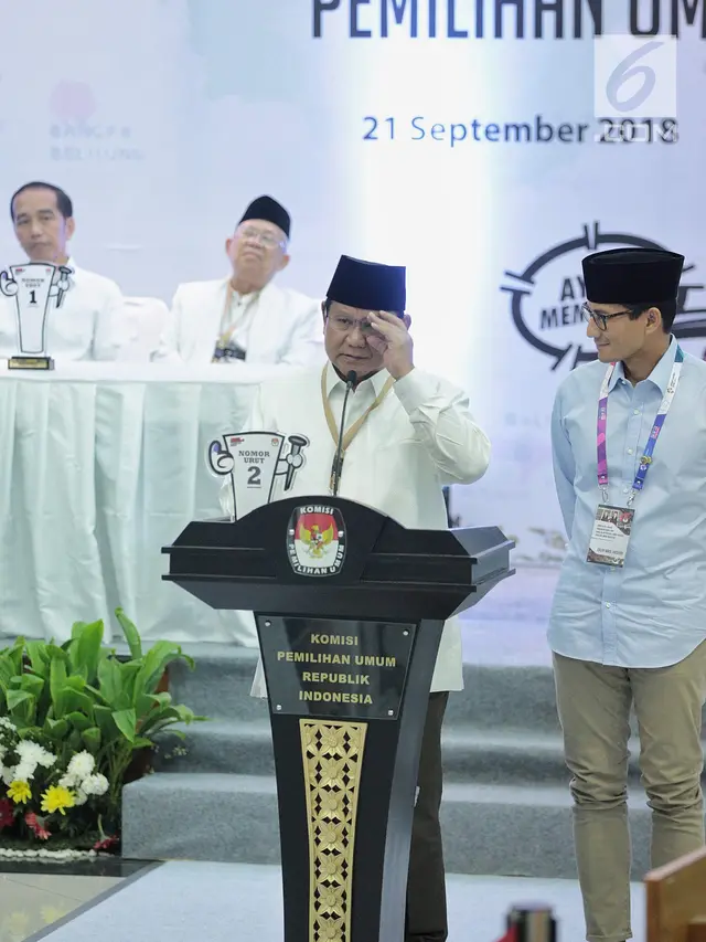 Gaya Pidato Jokowi-Ma'ruf dan Prabowo-Sandi Usai Dapat Nomor Urut
