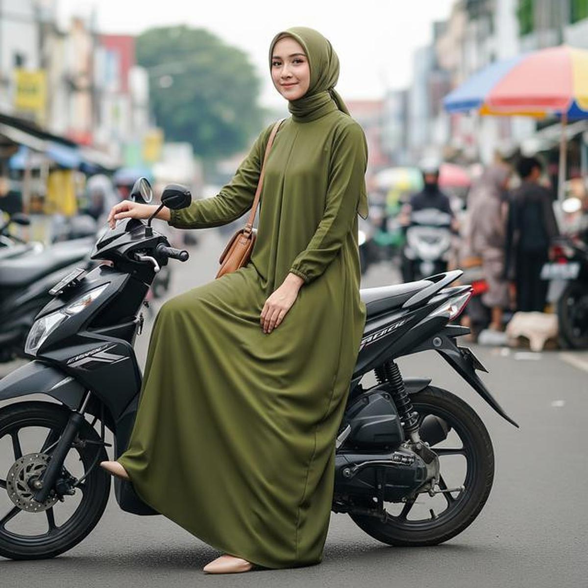 7 Model Gamis yang Tetap "Rapi &amp; Adem" untuk Komuter Motor Setiap Hari