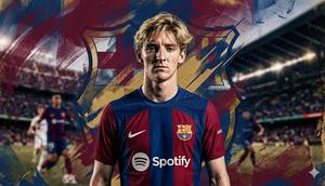 Ilustrasi Anthony Gordon, Barcelona. (Foto by Gemini AI)