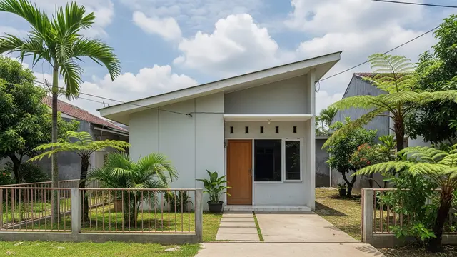 Model Rumah Sederhana dengan Atap Miring ke Belakang
