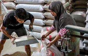 Sebelumnya, Kepala Badan Pangan Nasional (Bapanas) Arief Prasetya Hadi usai rapat dengar pendapat (RDP) bersama Komisi IV DPR RI, Senin (7/7/2025) mengungkap telah memiliki strategi jitu untuk menurunkan harga beras yang sempat melonjak dalam beberapa waktu terakhir. (BAY ISMOYO/AFP)