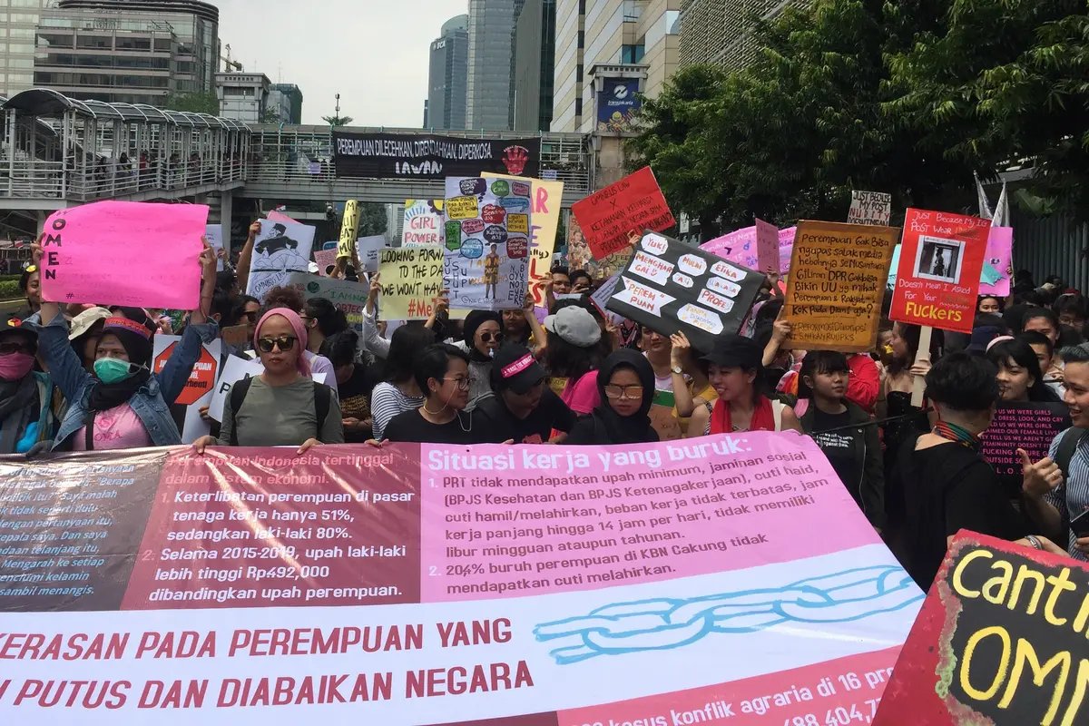 Aksi di Hari Perempuan Internasional, Jakarta, Minggu (8/3/2020)