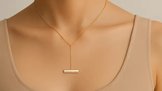 Kalung Emas Lariat Pendek dengan Berlian Bertingkat 2025/Ilustrasi gambar oleh AI