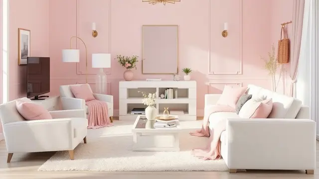 desain ruang tamu serba pink (ilustrasi by qwen.ai)