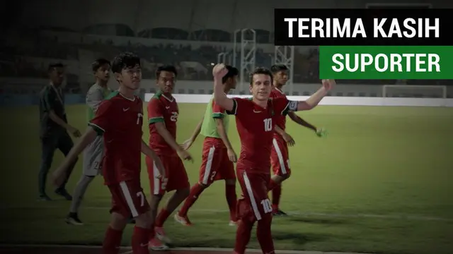 Berita video para pemain Timnas Indonesia U-19 mengungkapkan rasa terima kasih kepada suporter yang hadir dalam laga uji coba melawan Thailand U-19 di Stadion Wibawa Mukti, Cikarang, pada Minggu (8/10/2017).