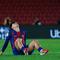 Pemain Barcelona, Marc Bernal, tampak lesu setelah laga melawan Atletico Madrid pada leg kedua Copa del Rey 2025/2026 di Stadion Camp Nou, Rabu (04/03/2026). (AP Photo/Joan Monfort)