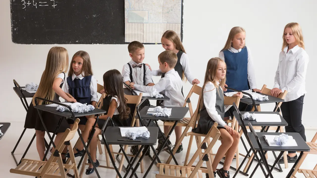 Ilustrasi ruang kelas, murid, siswa, sekolah, belajar