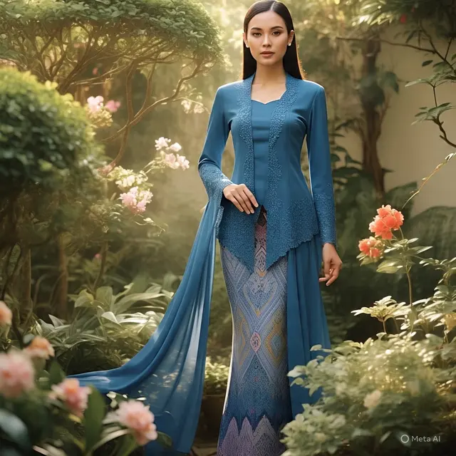 Model Kebaya Ekor Panjang Kekinian (Sumber: Meta AI)
