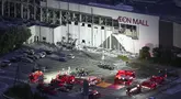 Gambar udara ini menunjukkan AEON Mall yang rusak akibat gempa bumi di Kashima, prefektur Kumamoto, Jepang selatan, Selasa, 28 Juli 2026. (Kyodo News via AP)