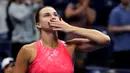 Kemenangan Aryna Sabalenka atas Madison Keys sekaligus memupus harapan terjadinya All American Final pada US Open 2023. (AP Photo/John Minchillo)