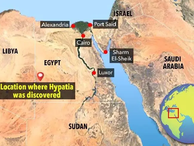 Lokasi penemuan Batu Hypatia di kawasan Mesir (Supplied via News.com.au)