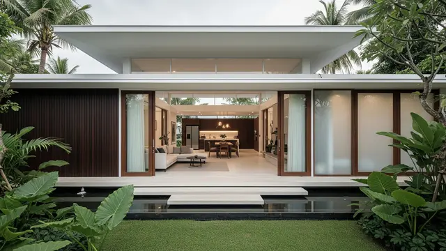 Model Rumah Minimalis Modern dengan Sentuhan Tropis Desain Terbuka Tanpa Sekat
