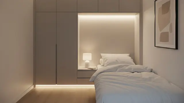 Lemari Baju Built-in Menyatu dengan Dinding