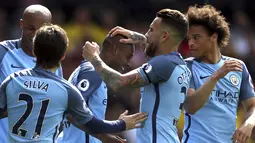 Manchester City menempati peringkat ketiga klub Premier League penghasil gol terbanyak dengan torehan 80 gol. (Steven Paston/PA/ via AP)