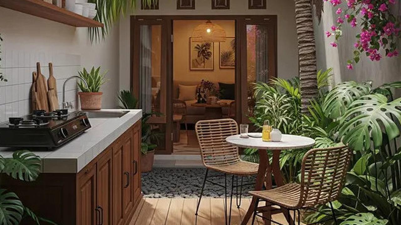 9 Desain Dapur Terbuka 2x3 Meter untuk Rumah Tipe 45 dengan Area Makan Bergaya Kafe Outdoor