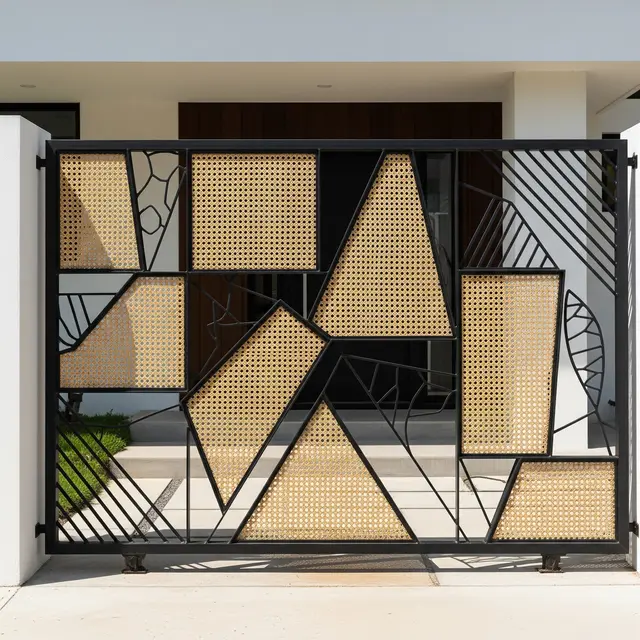 Model Pagar Besi Motif Anyaman Rotan Sintetis 2025 (Image by Gemini)