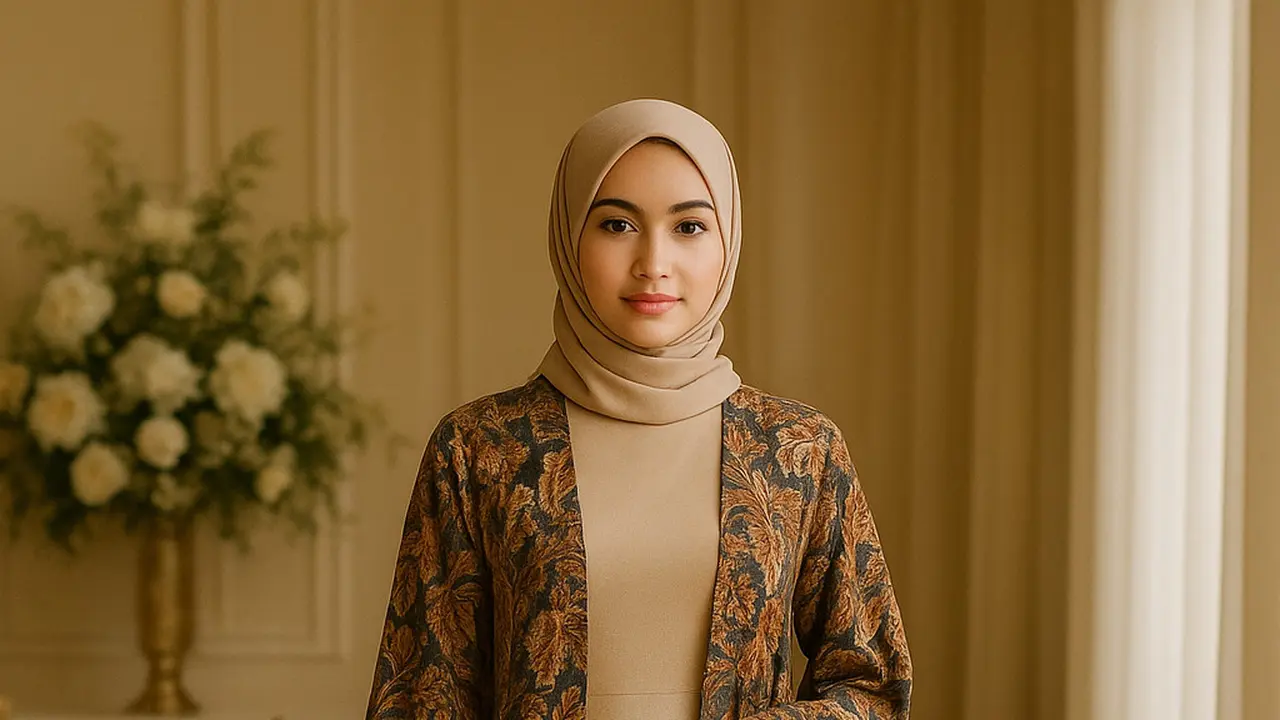 Model Long Dress Polos Kombinasi Outer Kimono