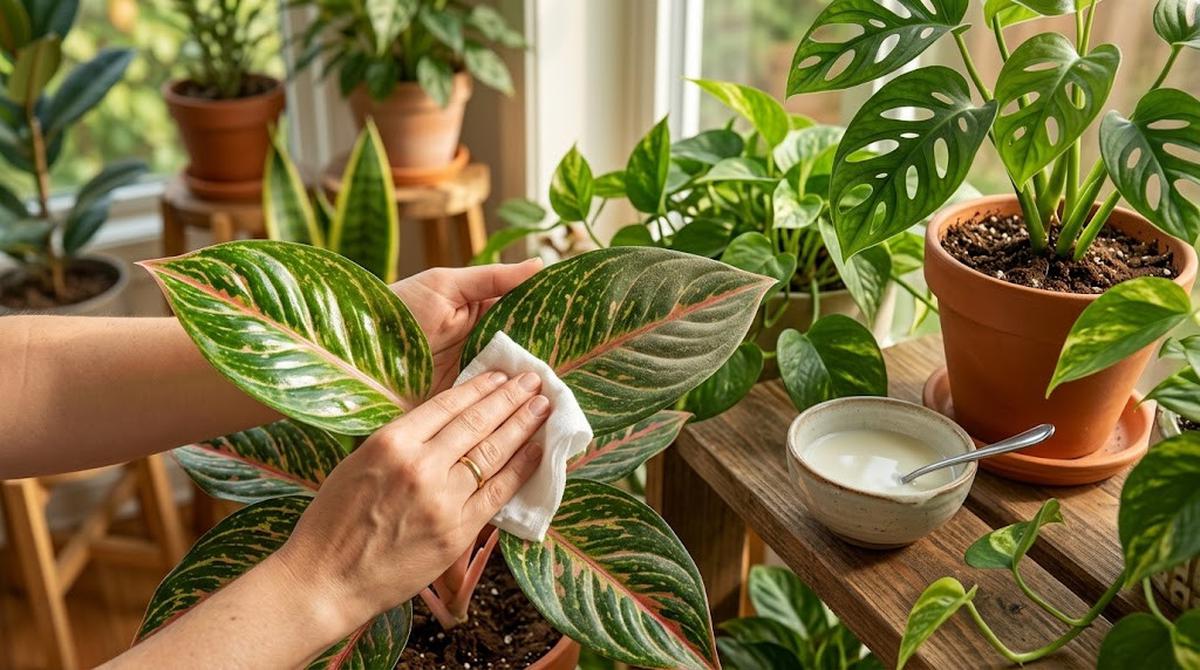 Campuran Susu Cair untuk Daun Mengkilap