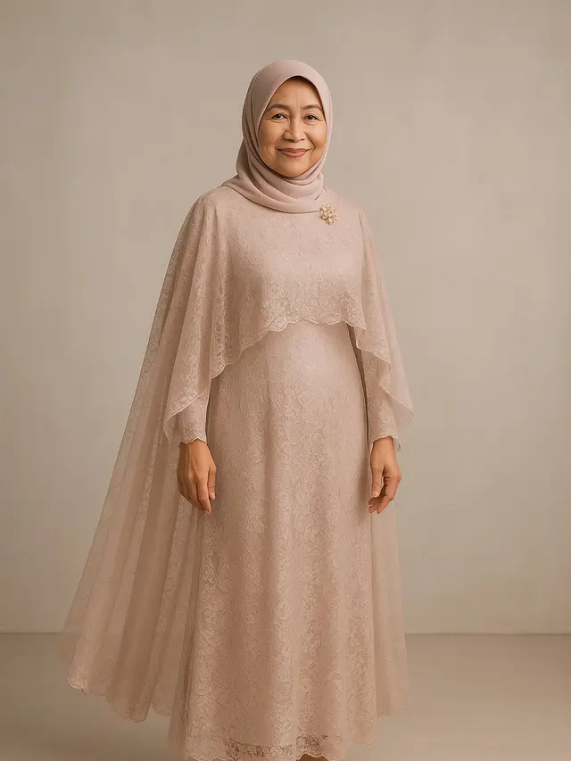Model Gamis Brokat Warna Pastel yang Trendi di 2025/Ilustrasi gambar oleh AI