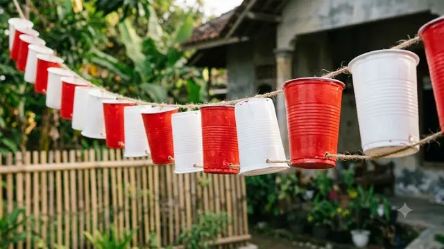 Rangkaian Bendera Mini dari Gelas Bekas