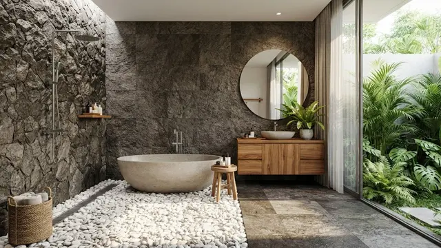 Model Kamar Mandi dengan Batu Alam