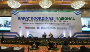 Sesi panel Rapat Koordinasi Nasional (Rakornas) Bidang Perpustakaan Tahun 2024, Rabu (15/5/2024). (Liputam6.com/ Dok Ist)