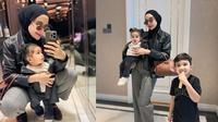 Gaya hijab Zaskia Sungkar saat mom time bareng anak. (credit: instagram.com/zaskiasungkar15)