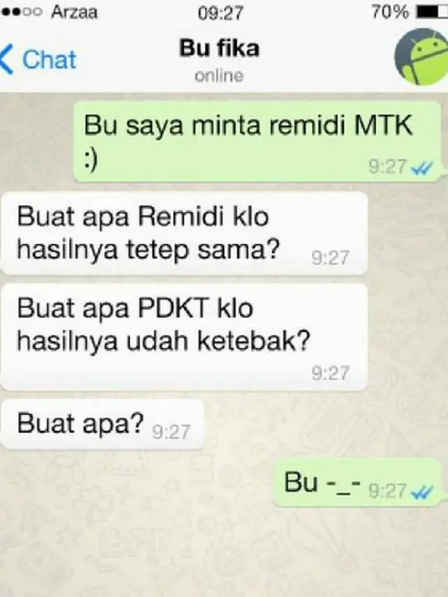 Chat Kocak Guru dan Murid Ini Bikin Tepuk Jidat