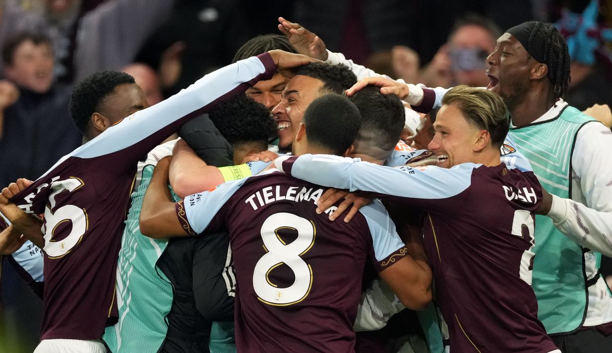 Aston Villa berhasil memetik kemenangan comeback dalam laga leg-2 semifinal Liga Europa 2025/2026, Kamis (07/05/2026) waktu setempat. (AP Photo/Dave Shopland)