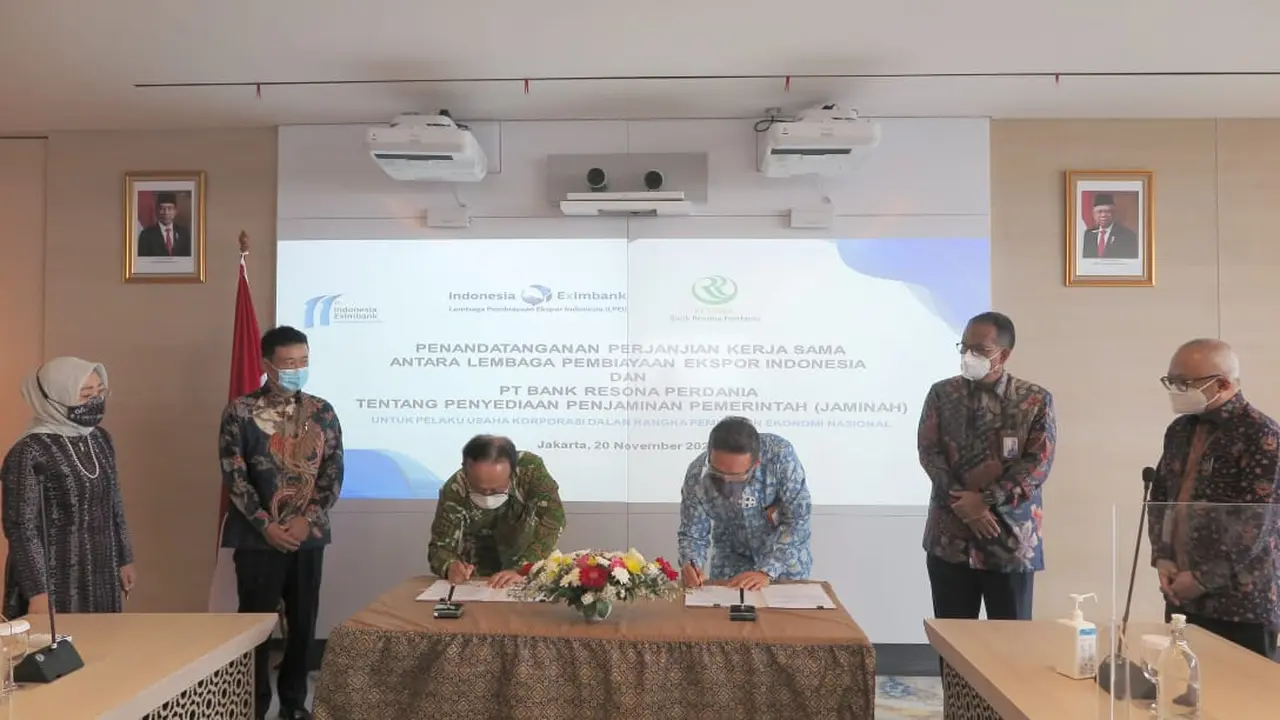 LPEI menandatangani perjanjian kerja sama dengan empat bank soal penjaminan kredit pemerintah