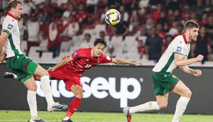 Dony Tri Pamungkas beraksi saat Timnas melawan Bulgaria di final FIFA Series 2026 di SUGBK, Jakarta, Senin (30-3-2026). (Bola.com/Abdul Aziz)