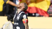 Sergio Ramos merayakan golnya pada laga Monterrey vs Inter Milan di Piala Dunia Antarklub 2025.&nbsp;(AP Photo/Gregory Bull)