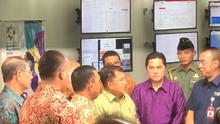 Wapres JK saat meresmikan Ruang Kontrol untuk Asian Games 2018. (Liputan6.com/Muhammad Adi Yaksa)
