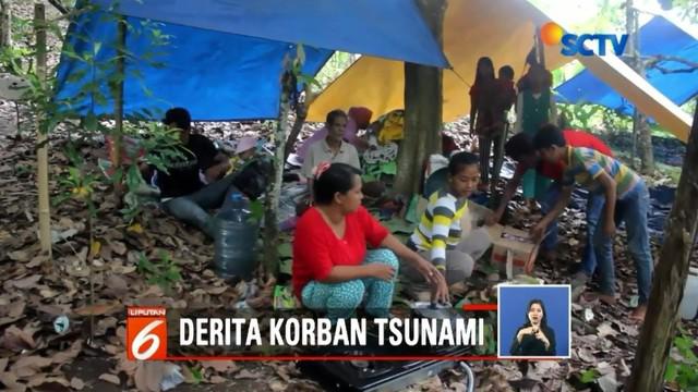 Sebagian korban tsunami Selat Sunda masih bertahan di pegunungan yang berada di Lampung Selatan. Selain harus menahan suhu dingin, para korban juga mulai terserang penyakit.