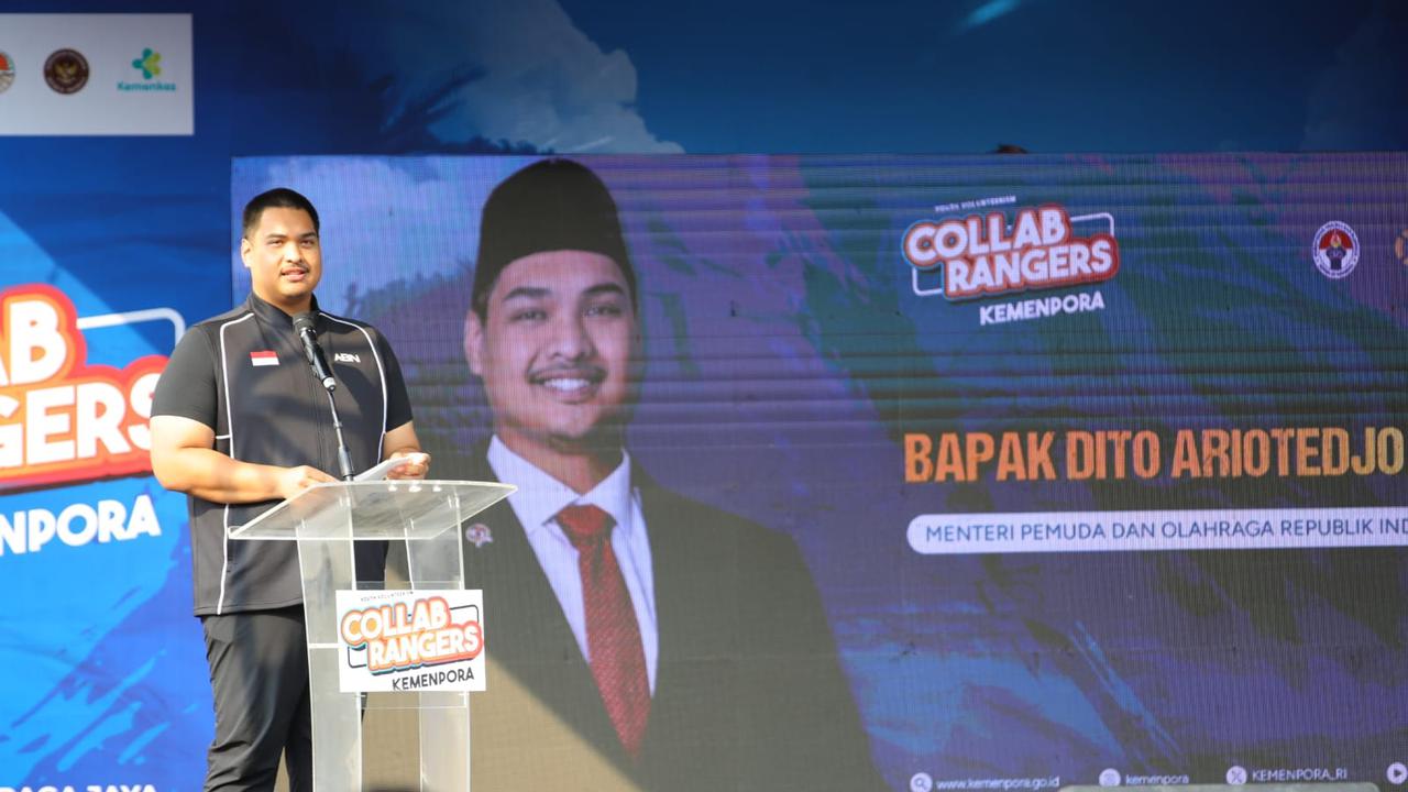 Menteri Pemuda dan Olahraga (Menpora) Dito Ariotedjo menghadiri Pembacaan dan Penandatanganan Deklarasi Forum Kolaborasi Pemuda untuk Pengurangan Risiko Bencana, di Buperta Cibubur, Sabtu (4/10/2024) (Istimewa)